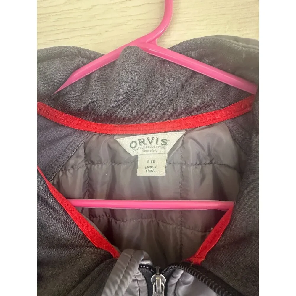 Orvis Classic Collection Men's Hybrid Quilted Fleece Full Zip Jacket Gray Size L